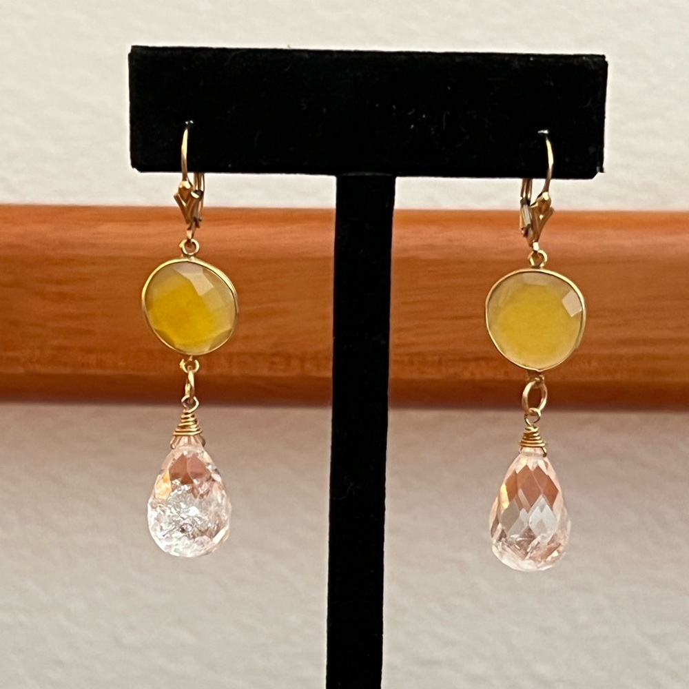 Handmade Citrine and Crystal Quart earrings